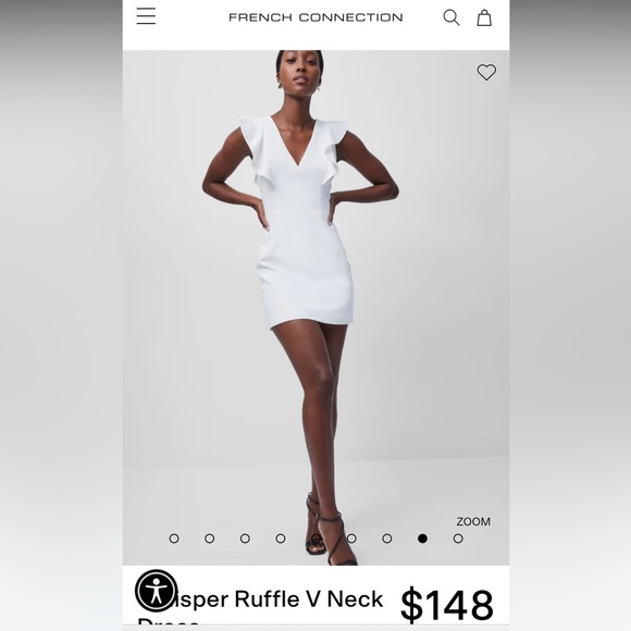 New French connection Whisper Ruffle V Neck Dress - Picture 5 of 6